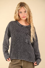Mineral Washed Exposed Seam Sweater Very J Black S