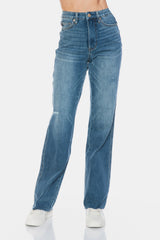 Tummy Control Cut Raw Hem Straight Jeans Judy Blue Medium 0/24