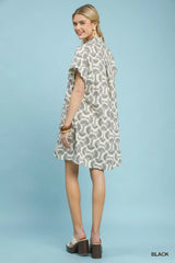 Printed Button Front Shirt Dress Umgee