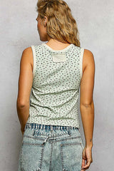 Floral Round Neck Cropped Ribbed Tank POL