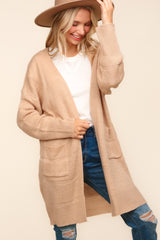Stripe Textured Open Front Cardigan with Pockets Haptics