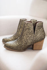 Fiera Booties in Bronze Glitter Not Rated
