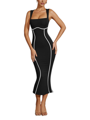 Square Neck Long Sleeve Split Bodycon Mermaid Dress SALE