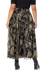 Glamorous Sequin Black & Gold Maxi Skirt SALE