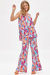 Relaxed Sunkissed Top & Pant Set in Multi Red Dear Scarlett