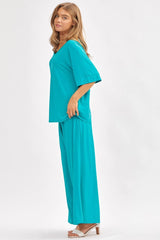 Relaxed Top & Wide Leg Pant Cabana Set Dear Scarlett
