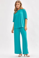 Poncho Style Top & Wide Leg Pant Coastal Set Dear Scarlett