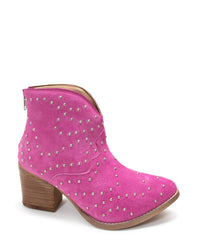 Twilight Studded Heeled Ankle Boot in Magenta Naughty Monkey