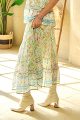 Spring Floral Print Elastic Ruffled Skirt Davi & Dani