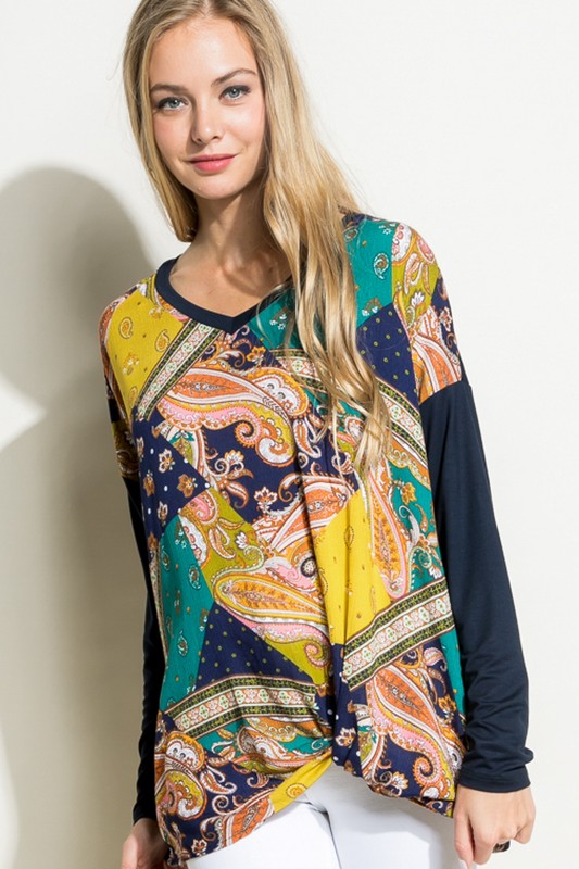 Paisley Mixed Boxy Relaxed Top e Luna   