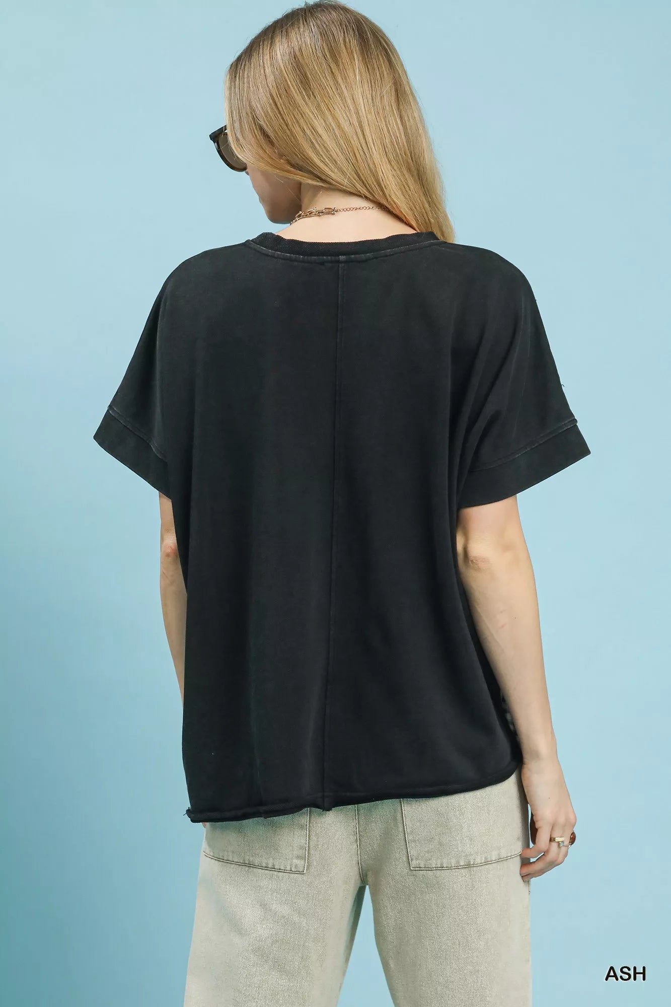 Oversized Mineral Wash French Terry Top Umgee