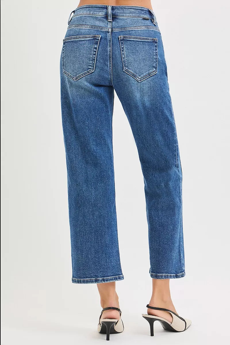 High Rise Crop Straight Jeans Risen