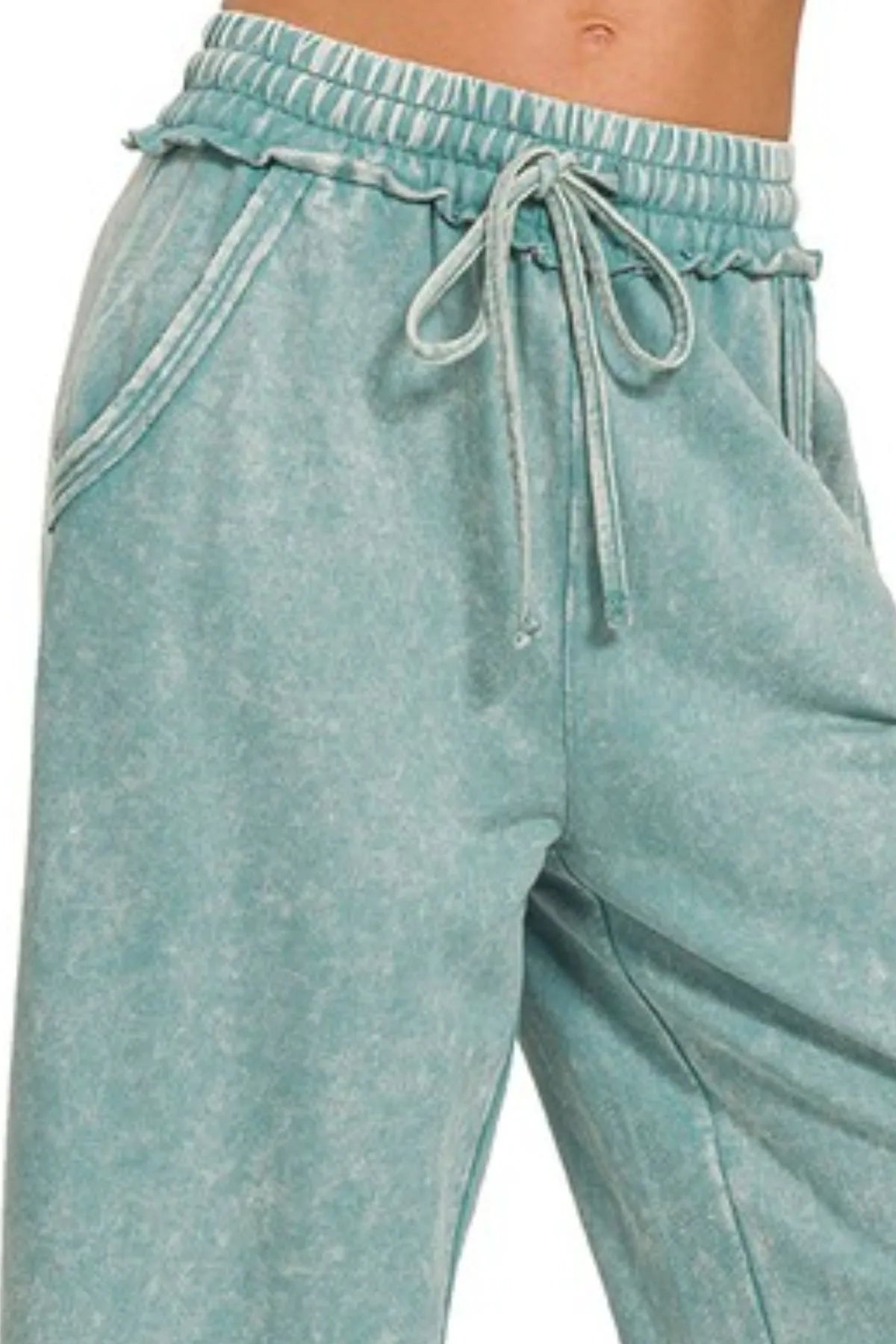 Washed French Terry Palazzo With Pockets ZENANA