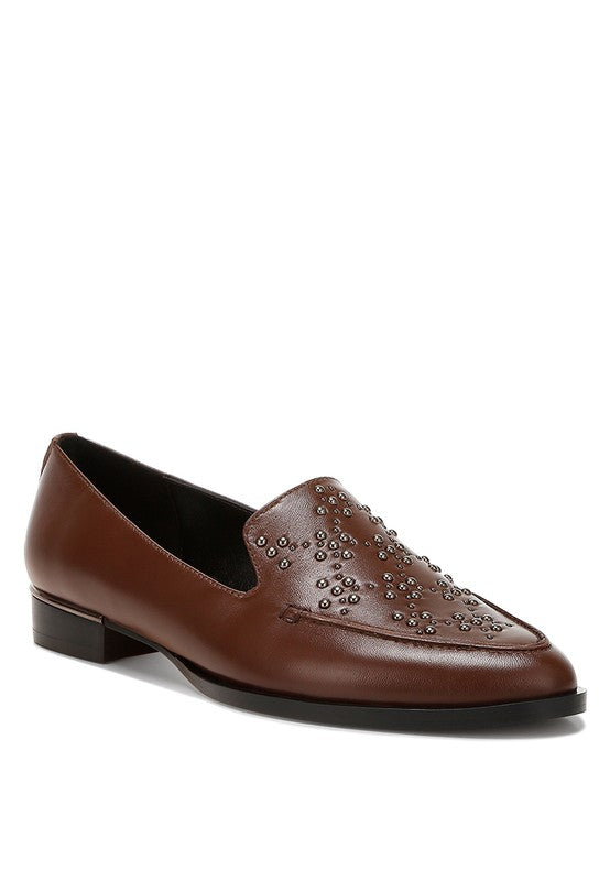 Gabassi Studded Genuine Leather Loafers Rag Company   