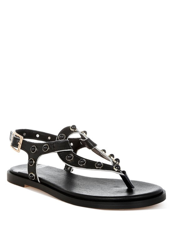 Avens Pearl Rivet Studded Flats Rag Company Black US-5 / UK-3 / EU-36
