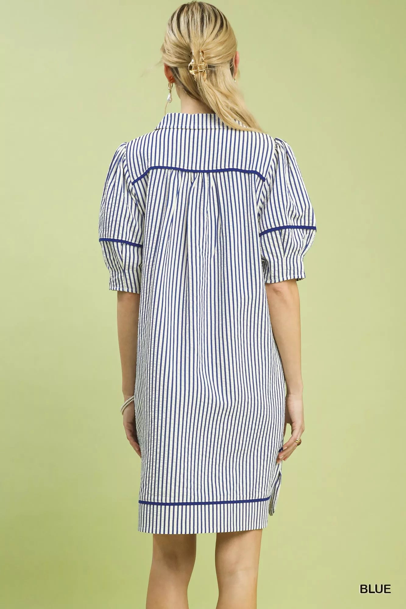 Stripe Collared Shift Dress Umgee