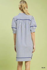 Stripe Collared Shift Dress Umgee