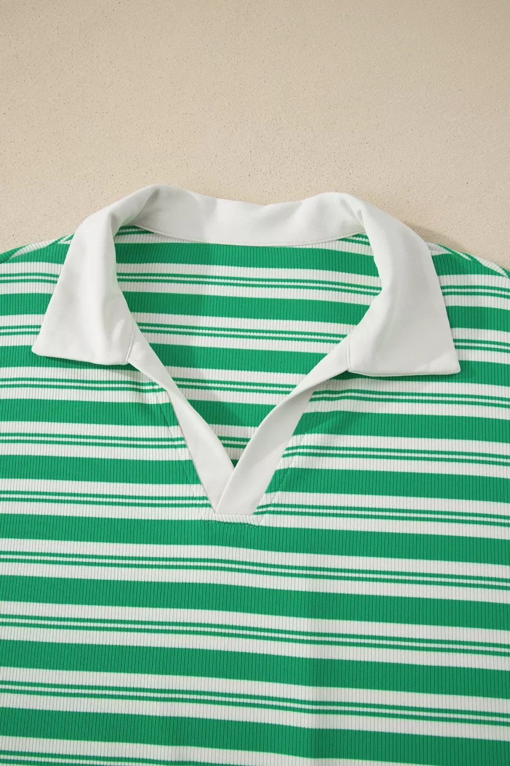 Stripe Collared V Neck Short Sleeve T Shirt Midi Dress with Pockets Simmer & Fay
