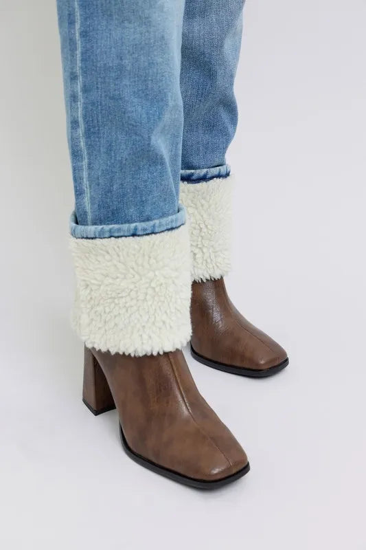 High Waist Shearling Cuff Straight Plus Size Judy Blue