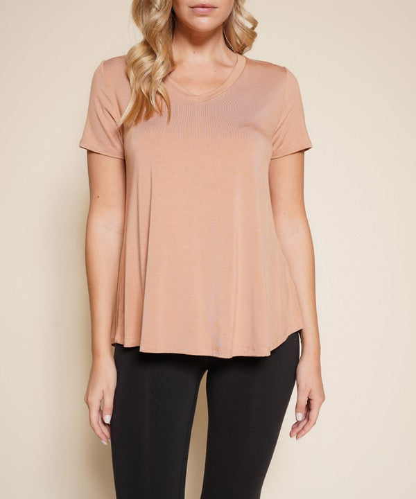 Bamboo Classic V-neck Top Fabina MOCHA S 