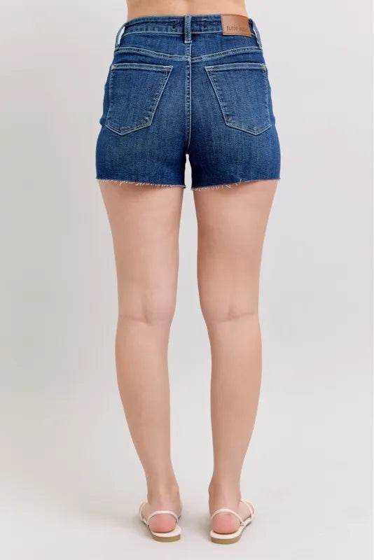 High Waist Criss-Cross Waistband Denim Shorts Judy Blue