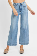 High Rise Crop Wide Leg Jeans With Plus Size Risen