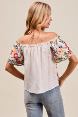 Floral Embroidered Two Way Off The Shoulder Blouse So Me