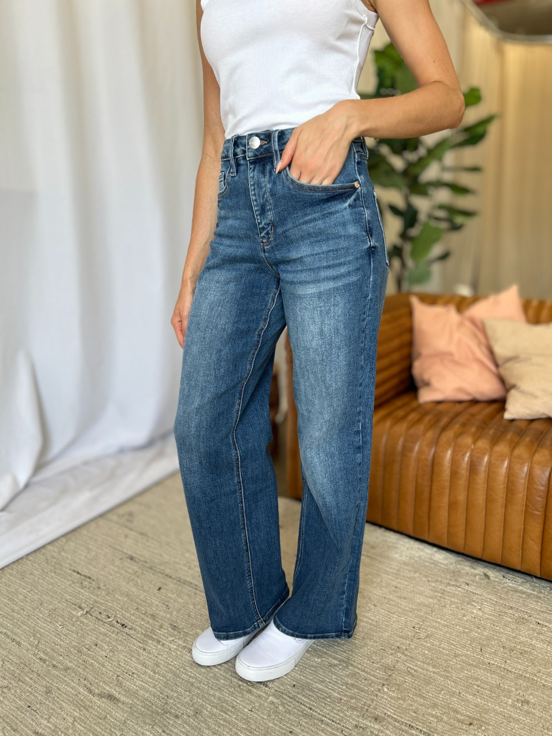 High Rise Tummy Control Wide Leg Jeans RFM   