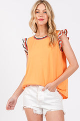 Contrast Striped Sleeveless Round Neck Top Ces Femme