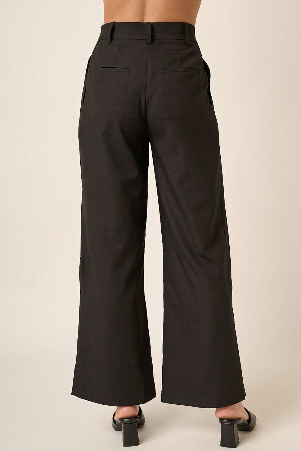 Deep Pleated High Waisted Wide Leg Pants Mittoshop   