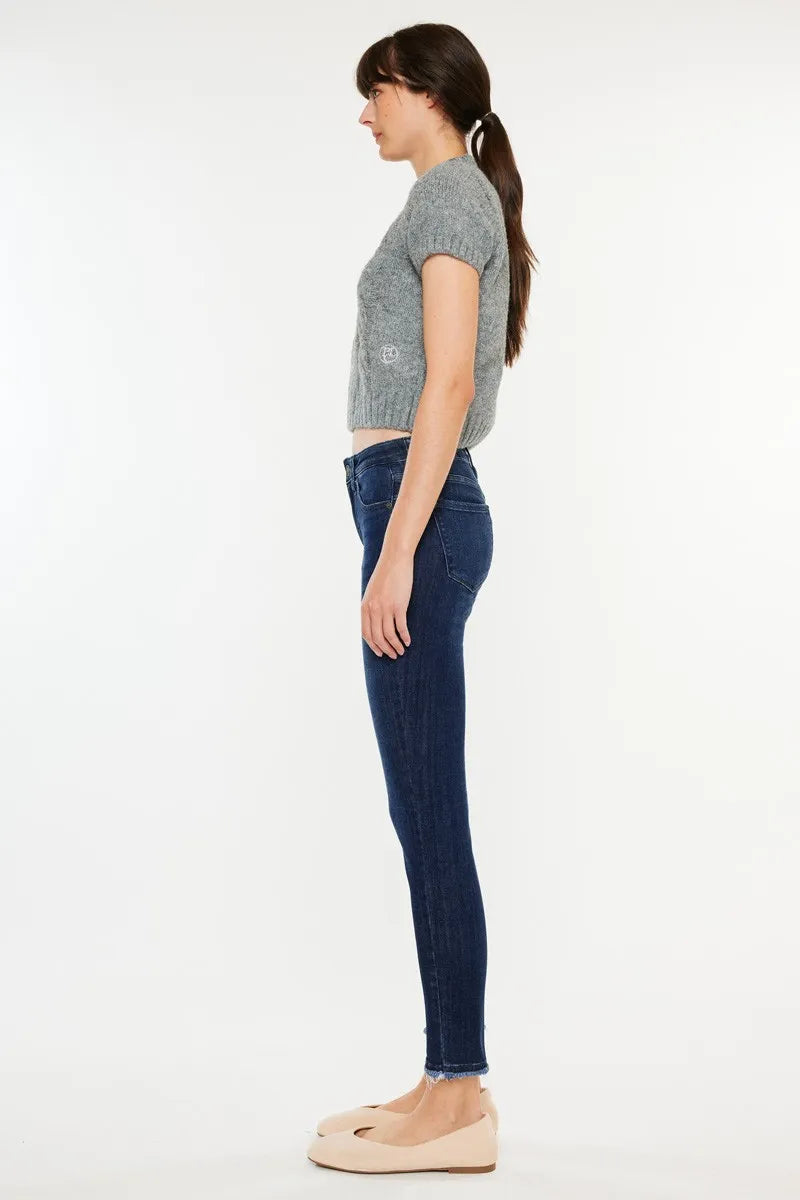High-Rise Slim Fit Raw Hem Ankle Jeans Kancan
