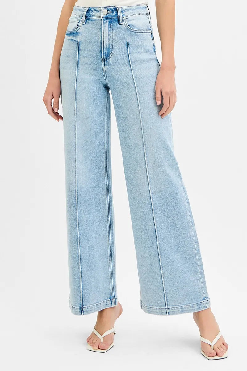 High Waist Wide Leg Pintuck Detailed Plus Size Risen