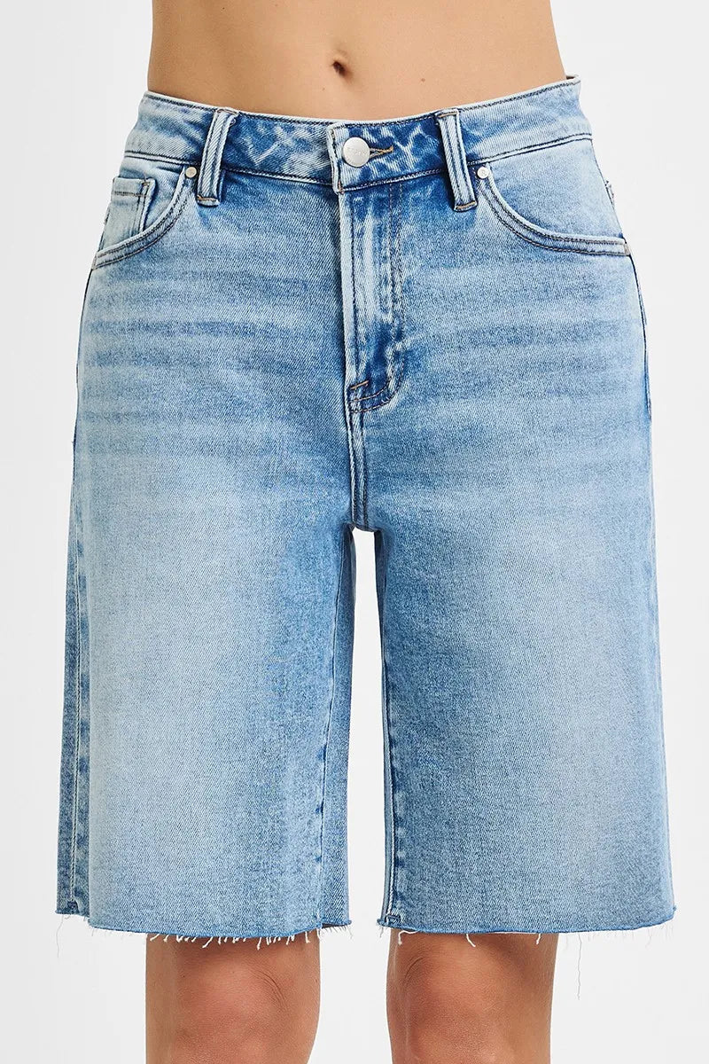 High Rise Bermuda Denim Shorts With Plus Size Risen MEDIUM S