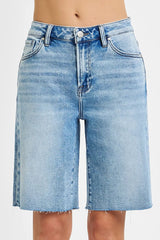 High Rise Bermuda Denim Shorts With Plus Size Risen MEDIUM S