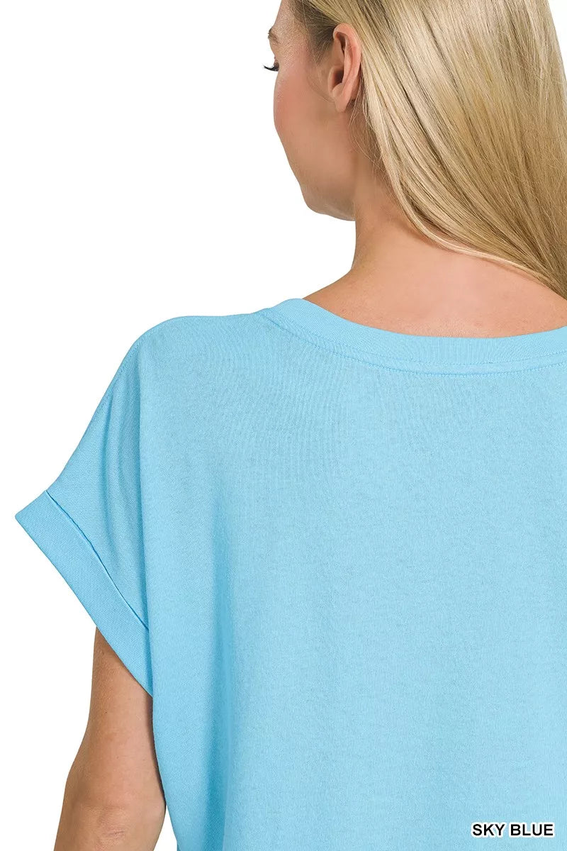 Cuffed Front Pocket Short Sleeve Tee ZENANA