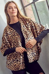 Cheetah Print Dropped Kimono Cardigan - Plus e Luna   