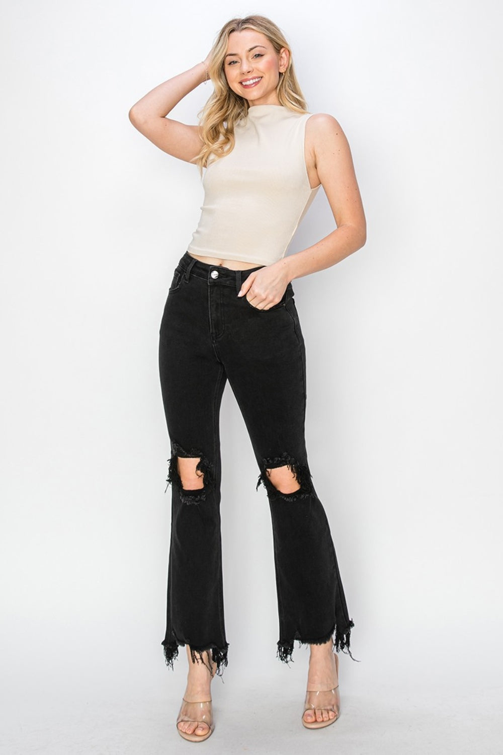 Distressed Raw Hem Jeans with Pockets Trendsi   