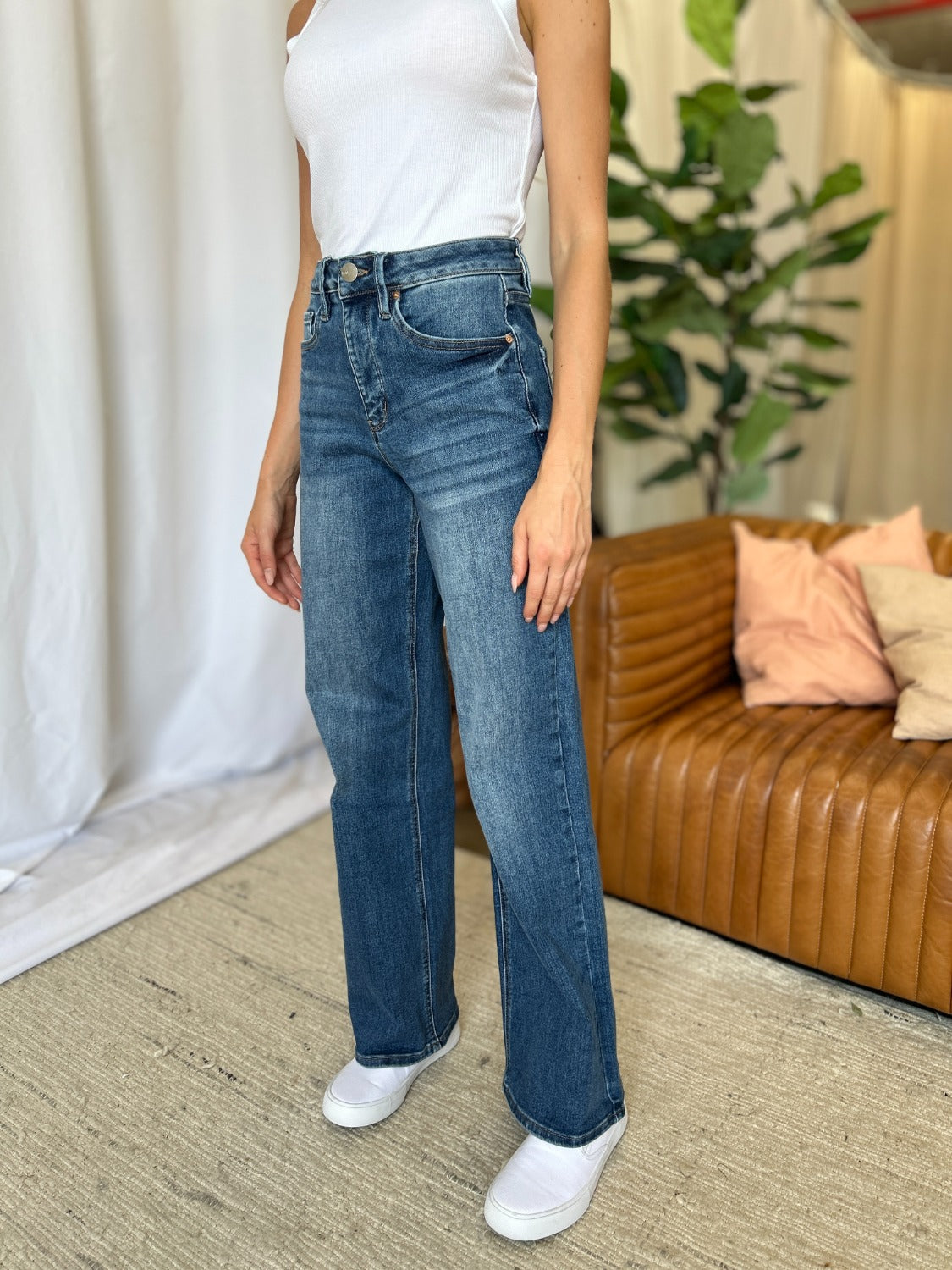 High Rise Tummy Control Wide Leg Jeans RFM   