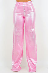 Pink Metallic Wide Leg Jean GJG Denim Pink 1 