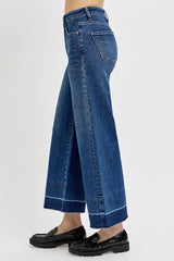 Tummy Control High Rise Crop Wide Hem Jeans Risen