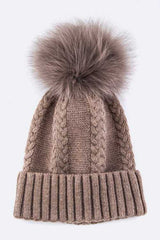 Emmez Raccoon Fur PomPom Cashmere Beanie Artini Accessories Khaki O/S 