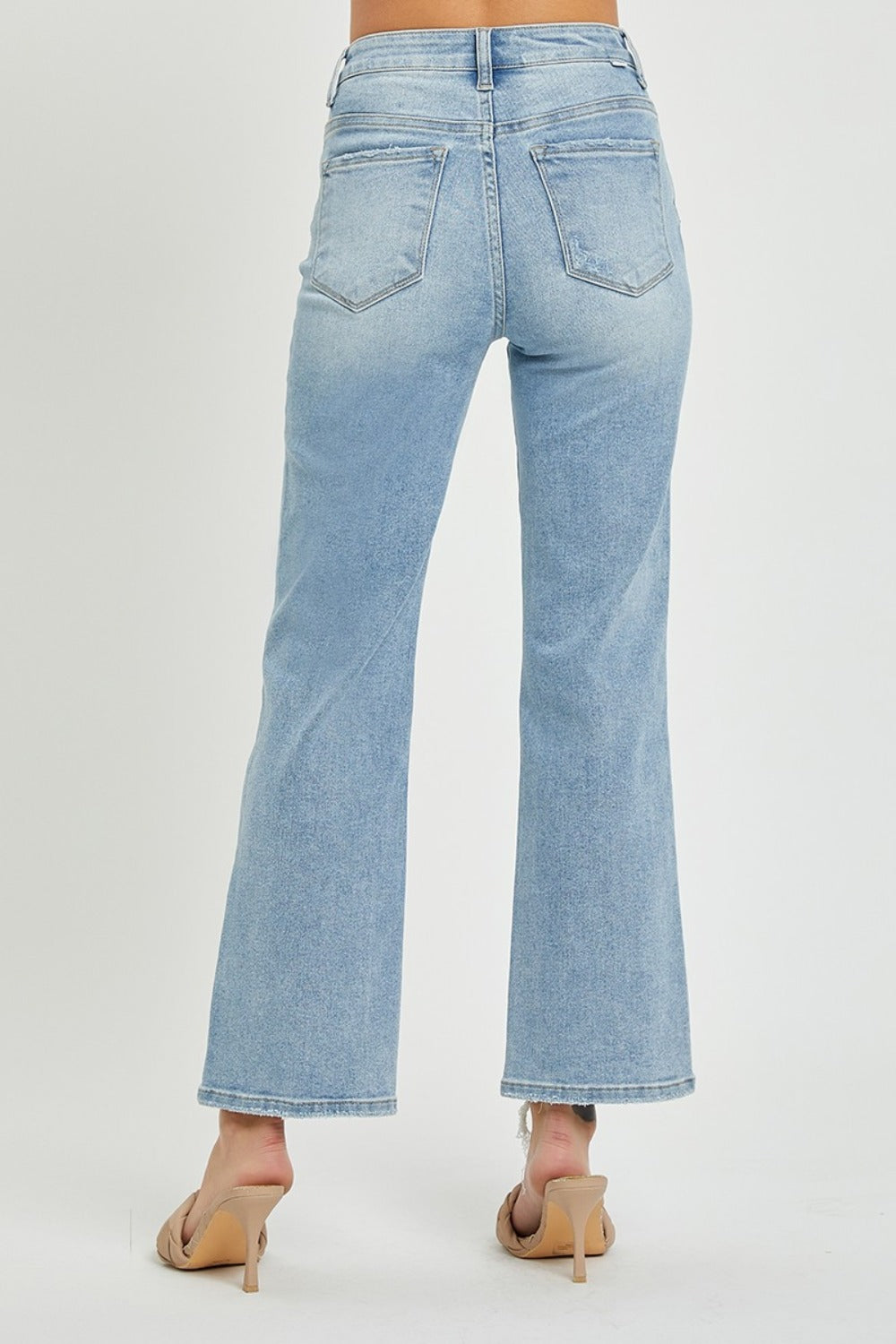 High Rise Raw Hem Straight Jeans Risen   