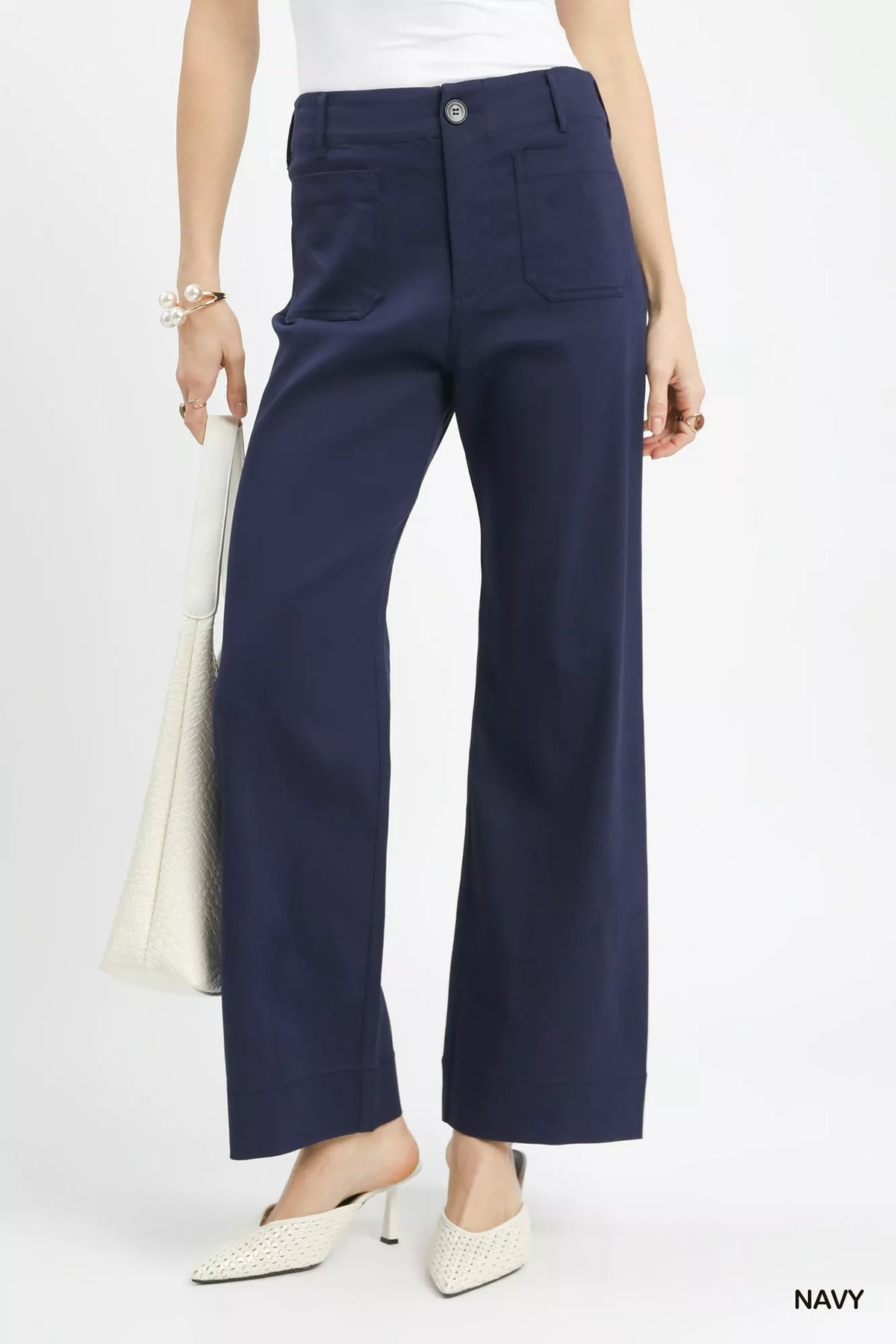 Button Stretched Pants Umgee NAVY S