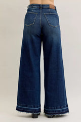 High Waist Palazzo Jeans with Front Patch Pockets Judy Blue