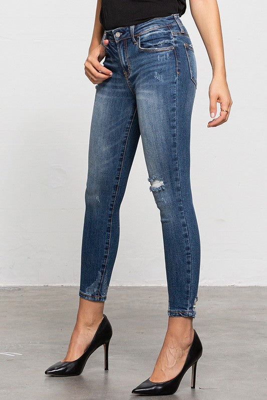 Mid-Rise Ankle Denim Wash Skinny Jeans Insane Gene   