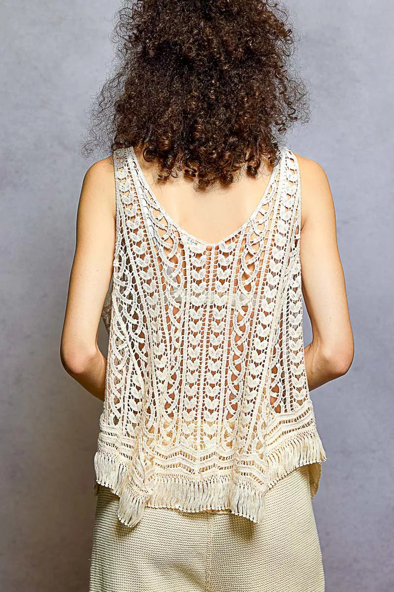 Crochet Fringe Hem Tank Top POL