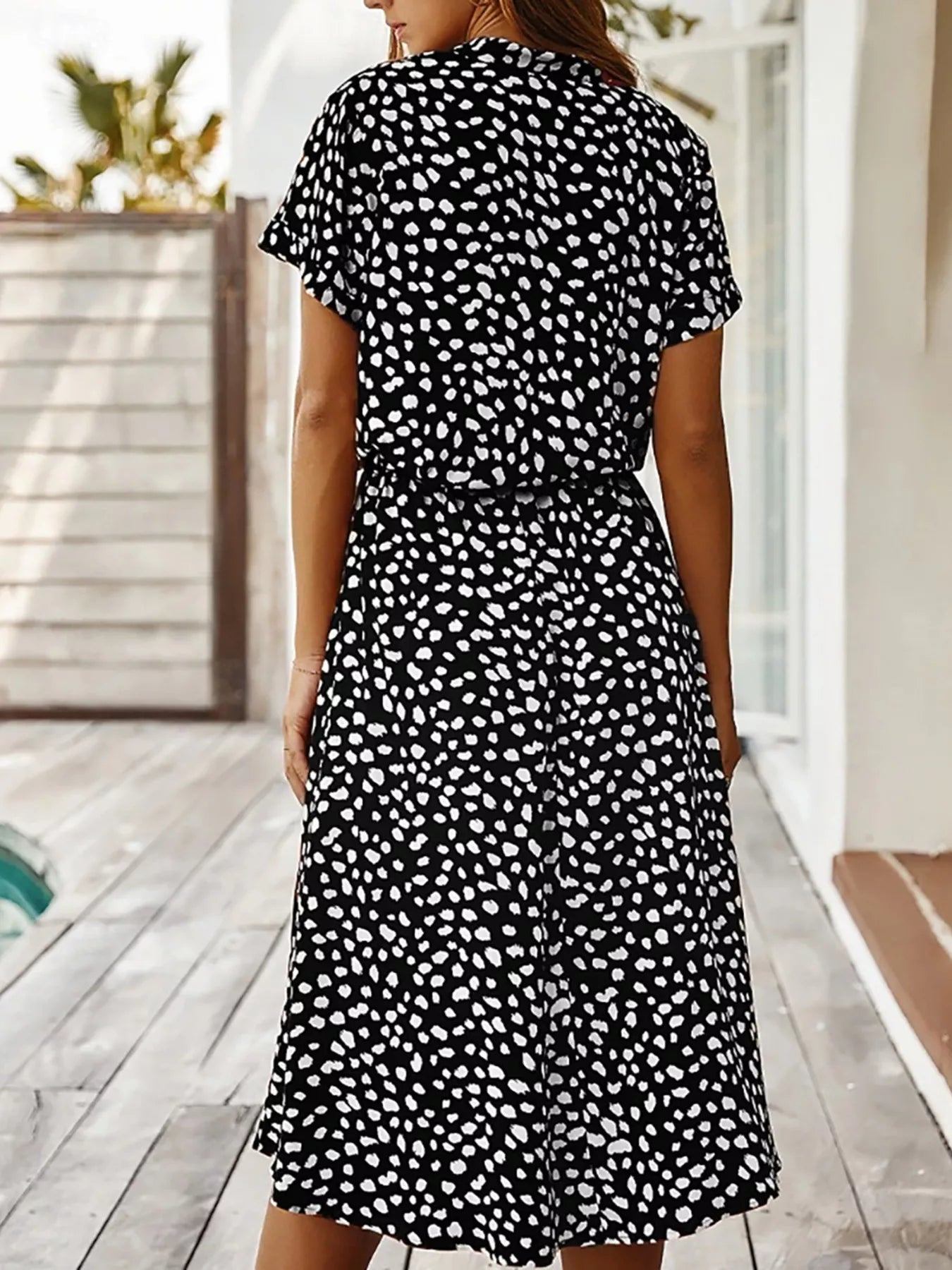 Polka Dot Button Front Midi Dress Simmer & Fay