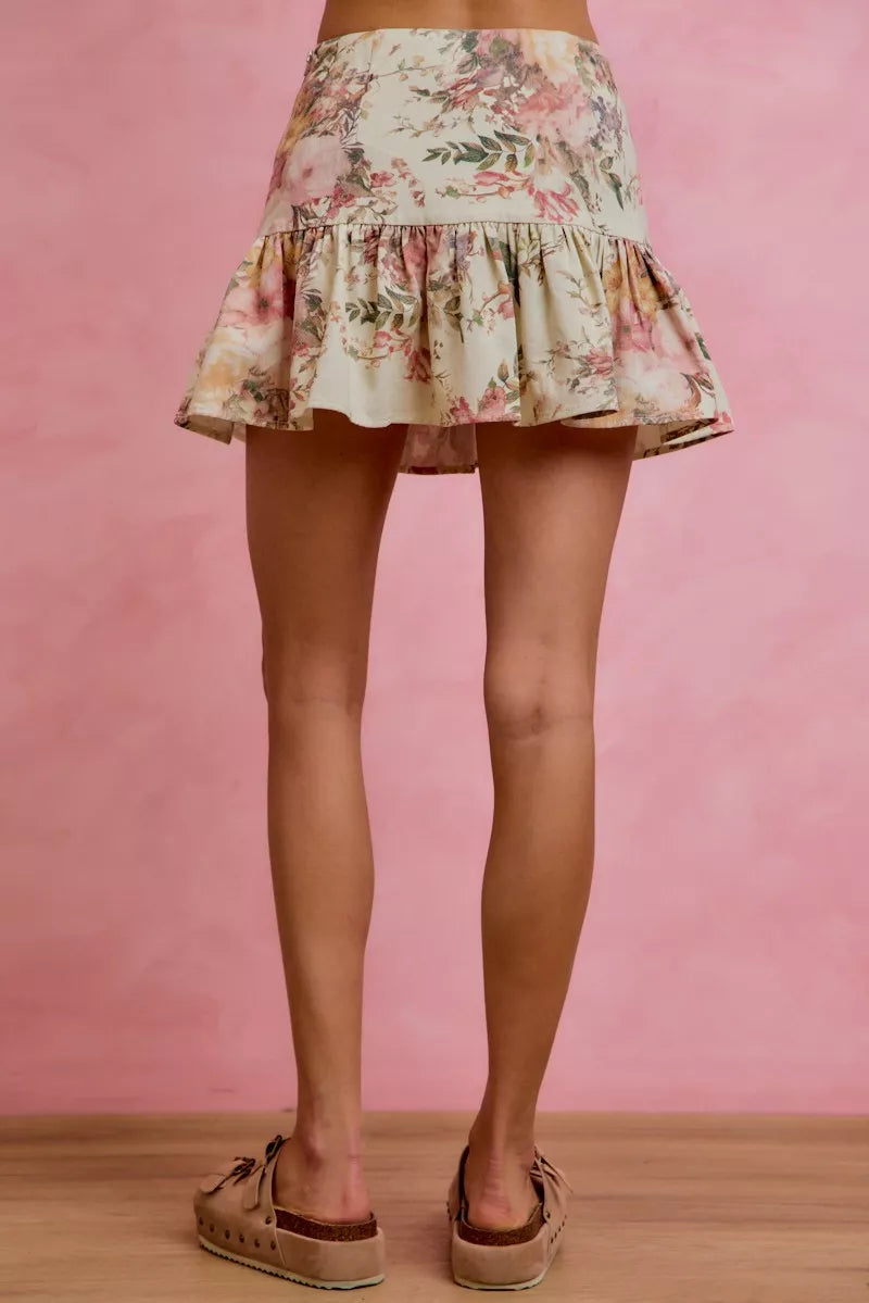 Floral Print Fit and Flare Mini Skirt So Me