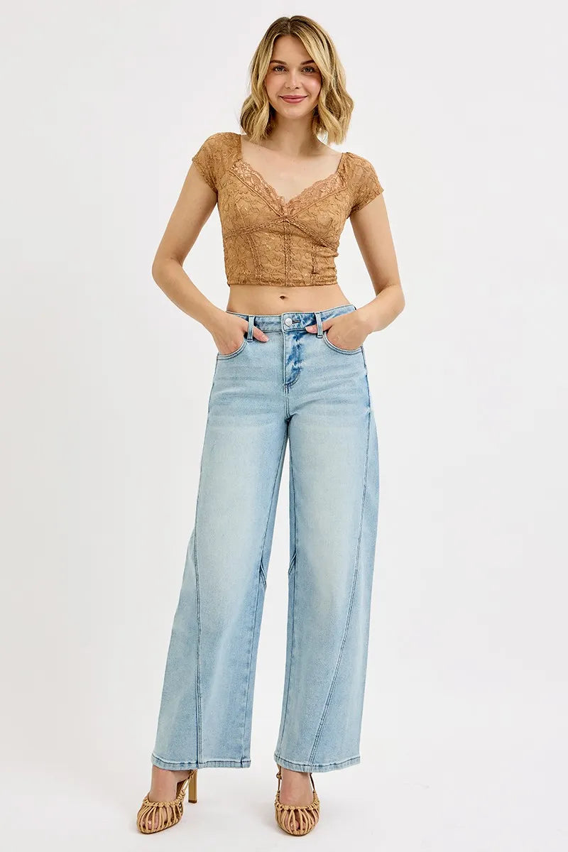 Mid Rise Fit Barrel Jeans With Plus Size Risen
