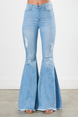 Distressed Flare Frayed Hem Jeans Vibrant M.i.U   